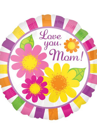 18in Value Plus Love You Mom Stripes Balloon
