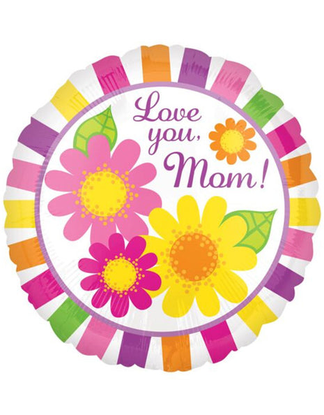 18in Value Plus Love You Mom Stripes Balloon