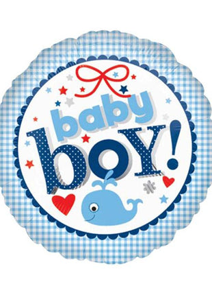 18in Value Plus New Baby Boy Gingham Balloon