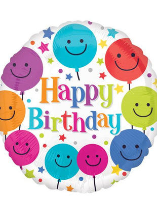 18in Value Plus Smiley Balloons Happy Birthday Balloon