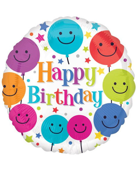 18in Value Plus Smiley Balloons Happy Birthday Balloon