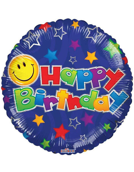 18in ConverUSA Birthday Smiley Blue Balloon