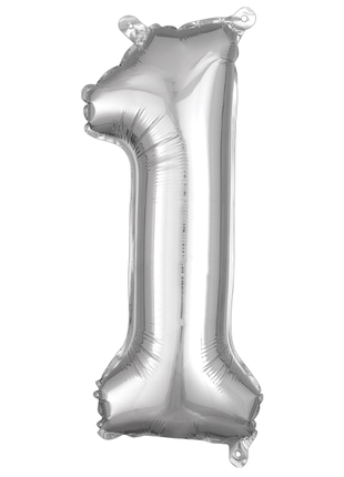 16in Anagram Air-Filled Silver Number 1 Balloon - Joker Party Supply