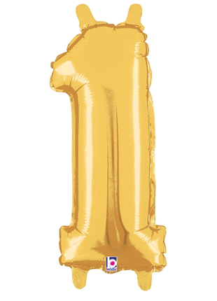 14in Betallic Air-Filled Gold Number 1 Ballooon - Joker Party Supply