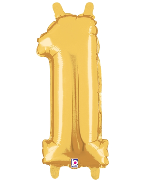 14in Betallic Air-Filled Gold Number 1 Ballooon - Joker Party Supply