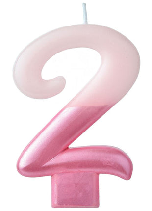 2.75 in Amscan Pink Number 2 Candle
