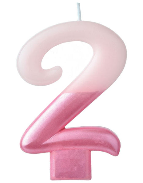 2.75 in Amscan Pink Number 2 Candle