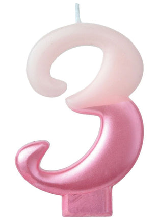 2.75 in Amscan Pink Number 3 Candle