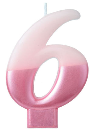 2.75 in Amscan Pink Number 6 Candle