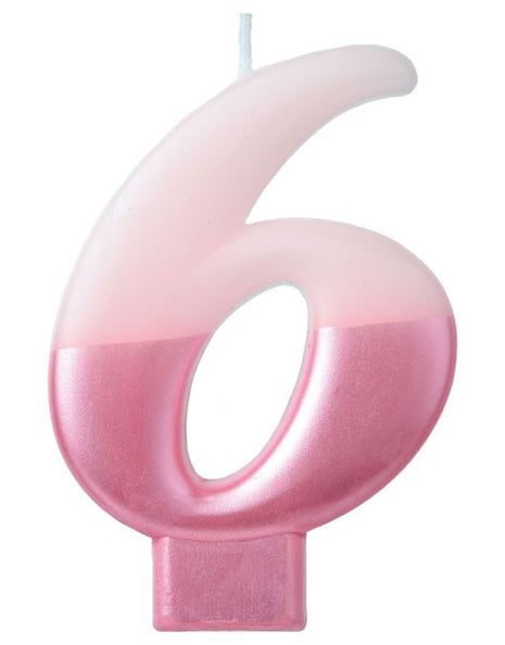 2.75 in Amscan Pink Number 6 Candle