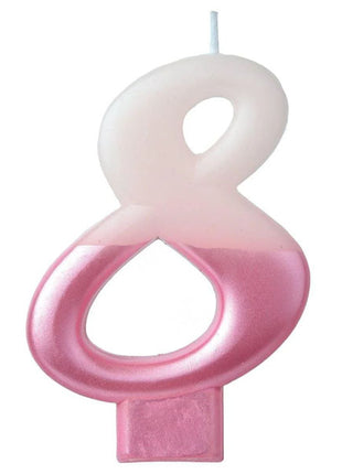 2.75 in Amscan Pink Number 8 Candle
