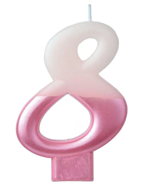 2.75 in Amscan Pink Number 8 Candle
