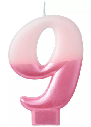 2.75 in Amscan Pink Number 9 Candle