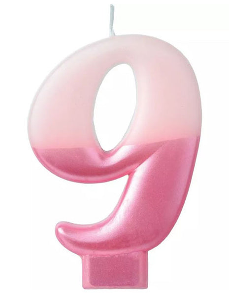 2.75 in Amscan Pink Number 9 Candle