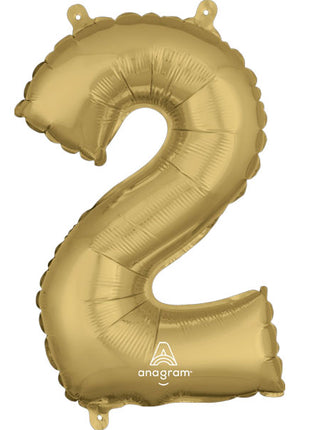 34in Anagram White Gold Number 2 Balloon - Joker Party Supply