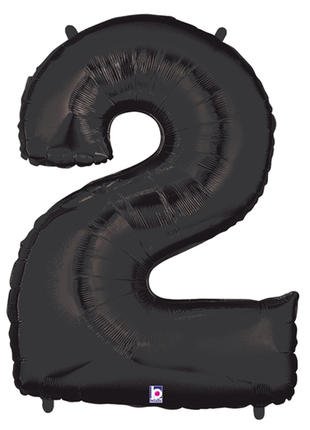 34in Betallic Black Number 2 Megaloons - Joker Party Supply