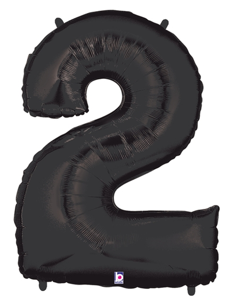 34in Betallic Black Number 2 Megaloons - Joker Party Supply