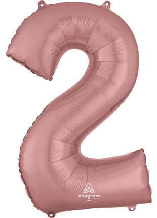 Globo con anagrama número 2 de oro rosa de 34 pulgadas