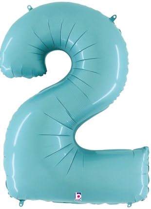 34in Betallic Pastel Blue Number 2 Megaloons - Joker Party Supply
