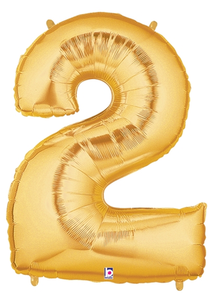 34in Betallic Gold Number 2 Megaloons - Joker Party Supply