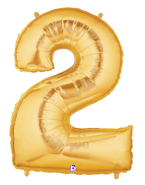 34in Betallic Gold Number 2 Megaloons - Joker Party Supply