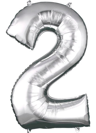 34in Anagram Silver Number 2 Balloon - Joker Party Supply