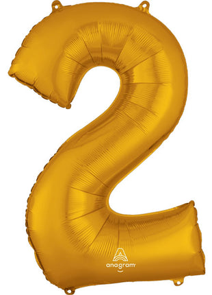 34in Anagram Gold Number 2 Balloon - Joker Party Supply