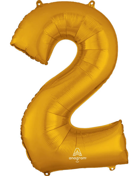 34in Anagram Gold Number 2 Balloon - Joker Party Supply