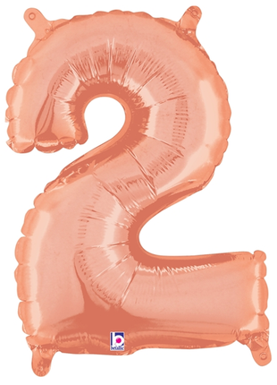 14in Betallic Air-Filled Rose Gold Number 2 Balloon - Joker Party Supply