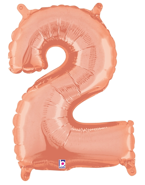 14in Betallic Air-Filled Rose Gold Number 2 Balloon - Joker Party Supply
