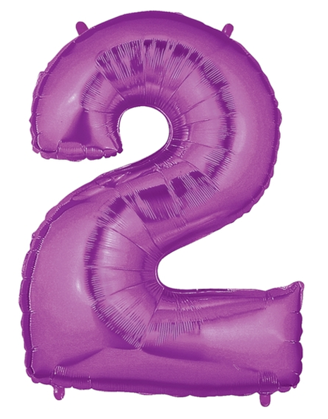 34in Betallic Purple Number 2 Megaloons - Joker Party Supply