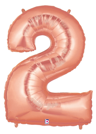34in Betallic Rose Gold Number 2 Megaloons - Joker Party Supply