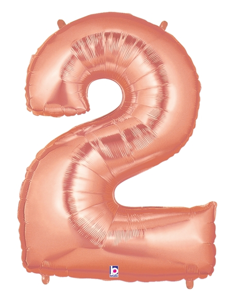 34in Betallic Rose Gold Number 2 Megaloons - Joker Party Supply