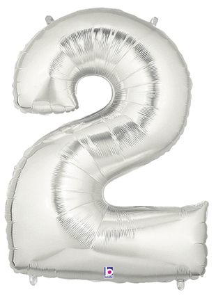 34in Betallic Silver Number 2 Megaloons - Joker Party Supply