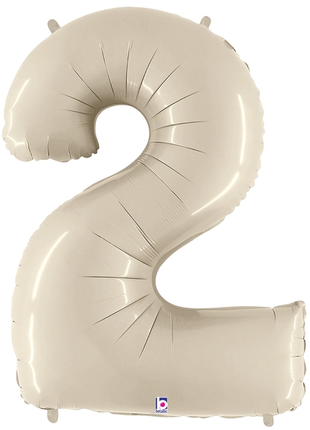 34in Betallic White Sand Number 2 Megaloons - Joker Party Supply