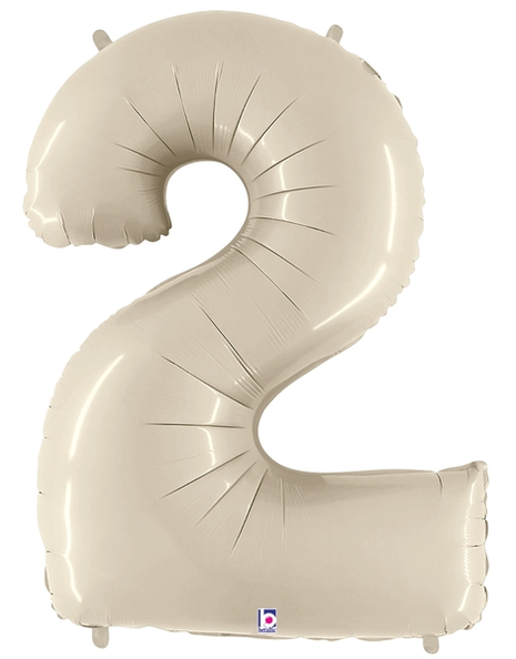 34in Betallic White Sand Number 2 Megaloons - Joker Party Supply