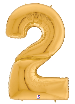 64in Betallic Gold Number 2 Gigaloons - Joker Party Supply