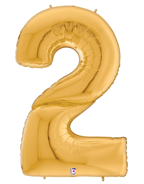 64in Betallic Gold Number 2 Gigaloons - Joker Party Supply