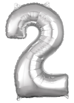 26in Anagram Silver Number 2 Balloon - Joker Party Supply