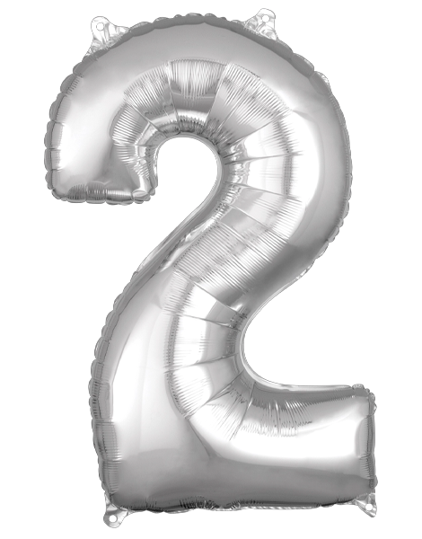 26in Anagram Silver Number 2 Balloon - Joker Party Supply