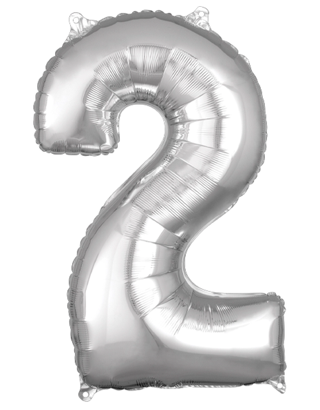 26in Anagram Silver Number 2 Balloon - Joker Party Supply