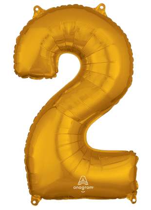 26in Anagram Gold Number 2 Balloon - Joker Party Supply