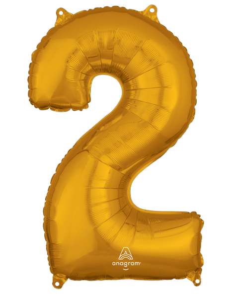 26in Anagram Gold Number 2 Balloon - Joker Party Supply