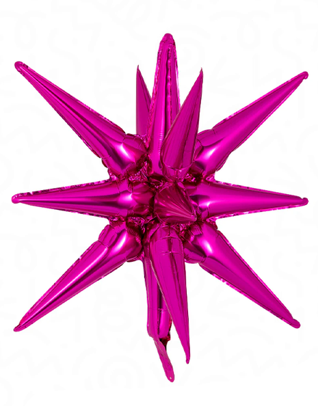 22in DecoChamp Hot Pink Starburst Balloon - Joker Party Supply