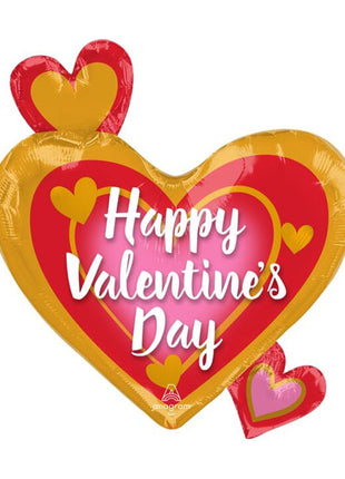 22in Anagram Happy Valentine's Day Pink, Gold And Red Balloon
