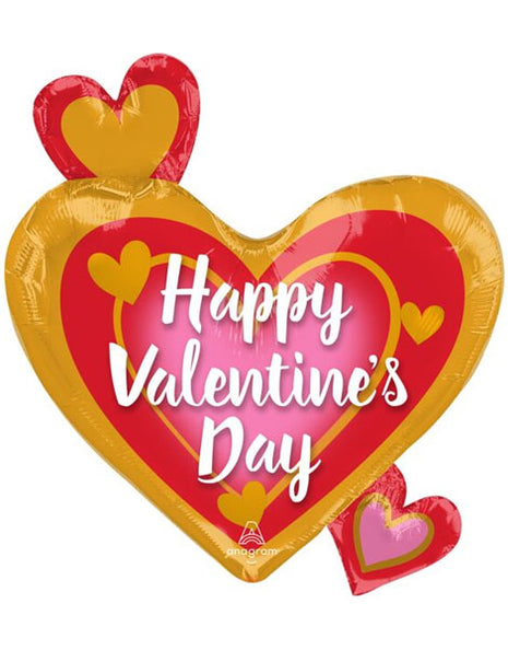 22in Anagram Happy Valentine's Day Pink, Gold And Red Balloon