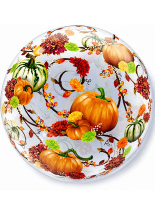 22in Qualatex Autumn Floral Pumpkin Bubble Balloon