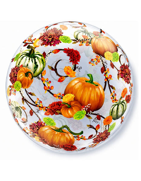 22in Qualatex Autumn Floral Pumpkin Bubble Balloon