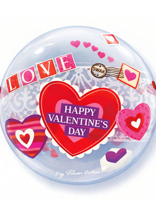 22in Qualatex Happy Valentines Day Love & Lace Bubble Balloon