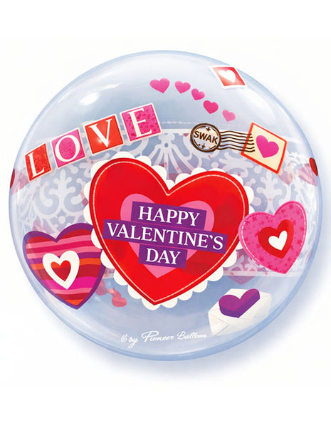 22in Qualatex Happy Valentines Day Love & Lace Bubble Balloon